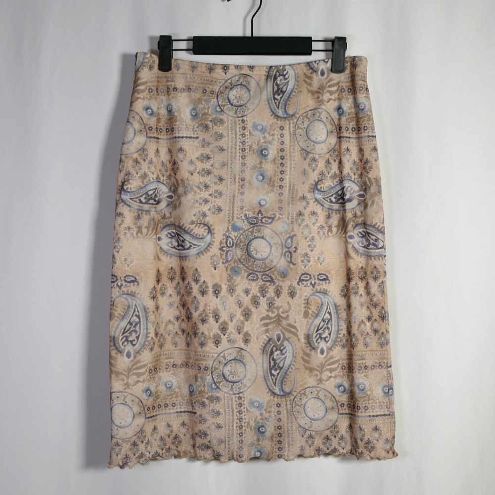 VTG Womens Boho Artsy Floral Fairy Midi Skirt Size L Hippie Whimsical Festival